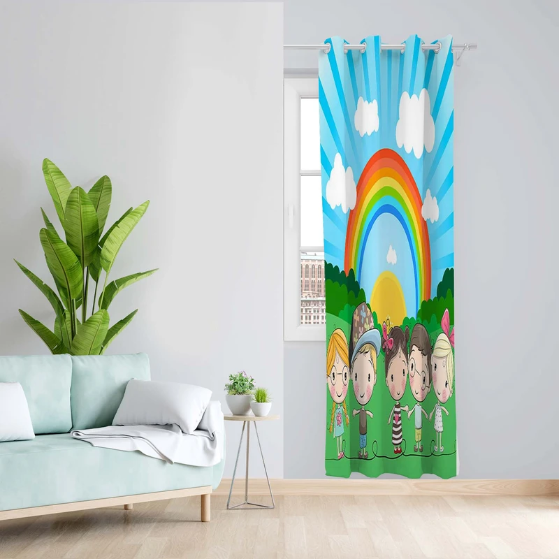 پرده طرح کودک مدل مخمل پانچی کد 5518a z سایز 140x200 سانتی متر