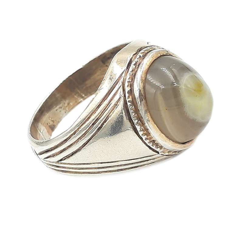 انگشتر نقره مردانه مدل عقیق باباقوری کد 20544