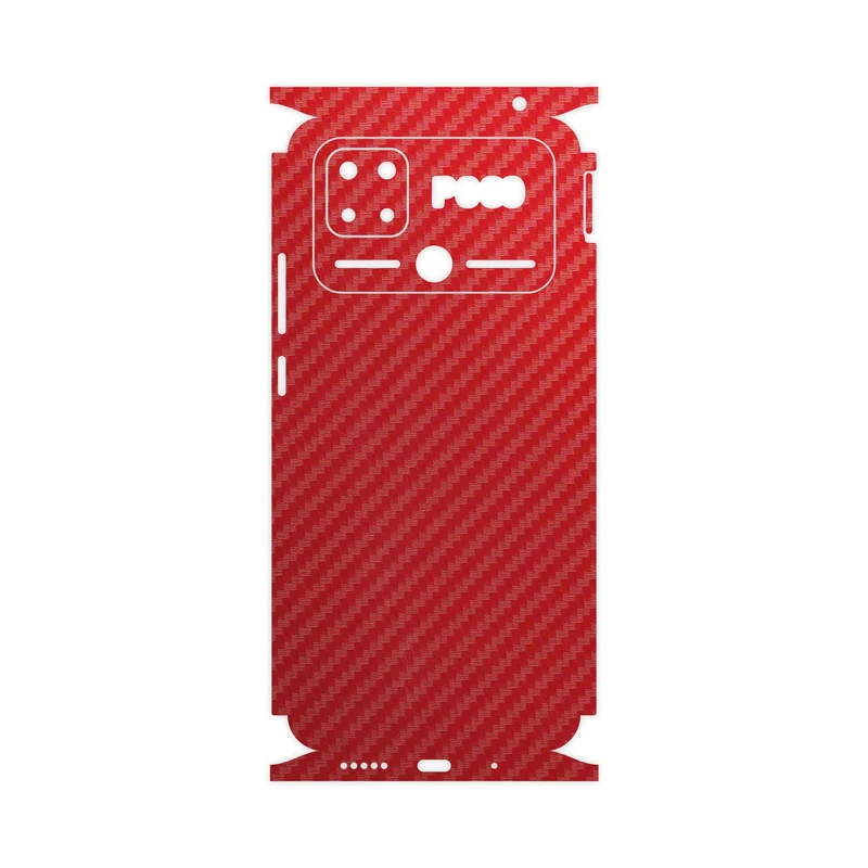برچسب پوششی ماهوت مدل Red-Fiber-FullSkin مناسب برای گوشی موبایل شیائومی Poco C40