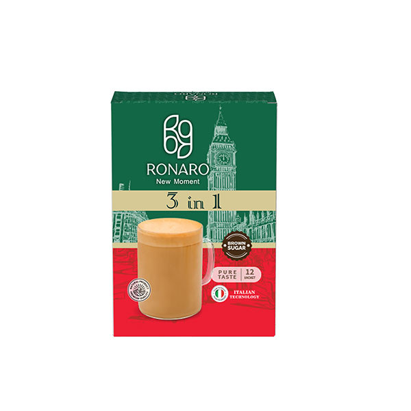 کافی میکس 3 در 1 با شکر قهوه ای رونارو - 20 گرم بسته 12 عددی