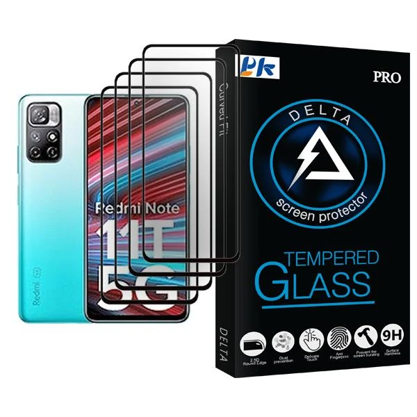 محافظ صفحه نمایش پی کی مدل Delta Glass MIX004 مناسب برای گوشی موبایل شیائومی Redmi Note 11T 5G بسته چهار عددی