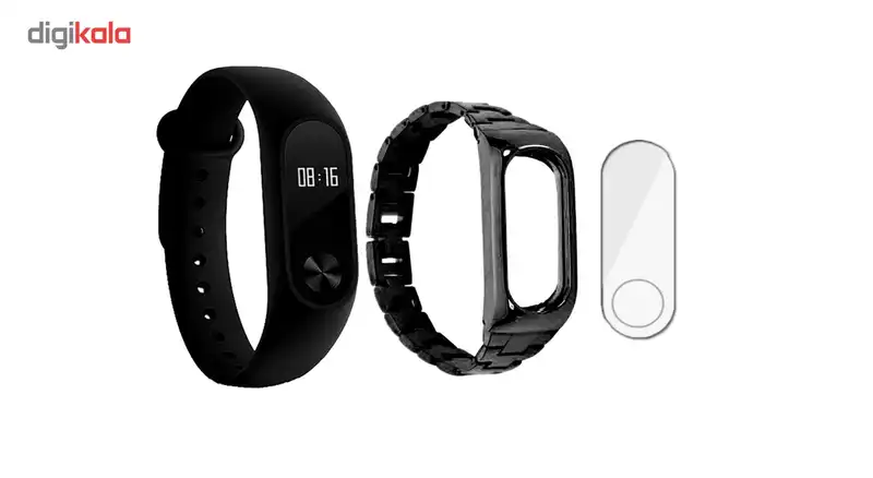 مچ بند هوشمند شیائومی مدل Mi Band 2 به همراه بند فلزی Metal و به همراه گلس