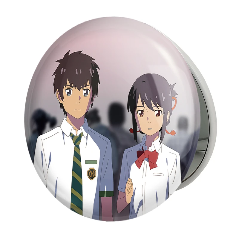 آینه جیبی خندالو طرح تاکی تاچیبانا و میتسویا میامیزو انیمه یورنیم Your Name مدل تاشو کد 16254 