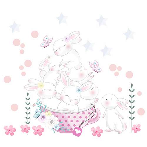 استیکر دیواری کودک راتیانا مدل cute rabbits