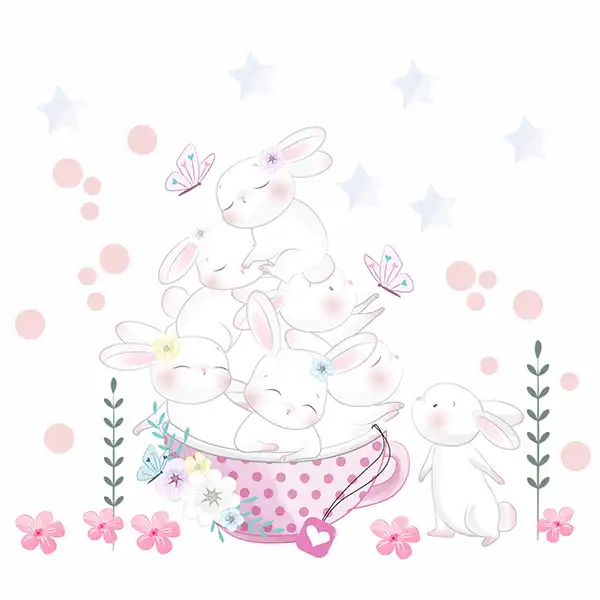 استیکر دیواری کودک راتیانا مدل cute rabbits