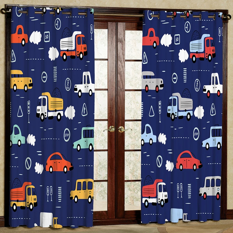  پرده مدل ماشین کامیون مخمل پانچی کد 4425 سایز 200x140 سانتی متر