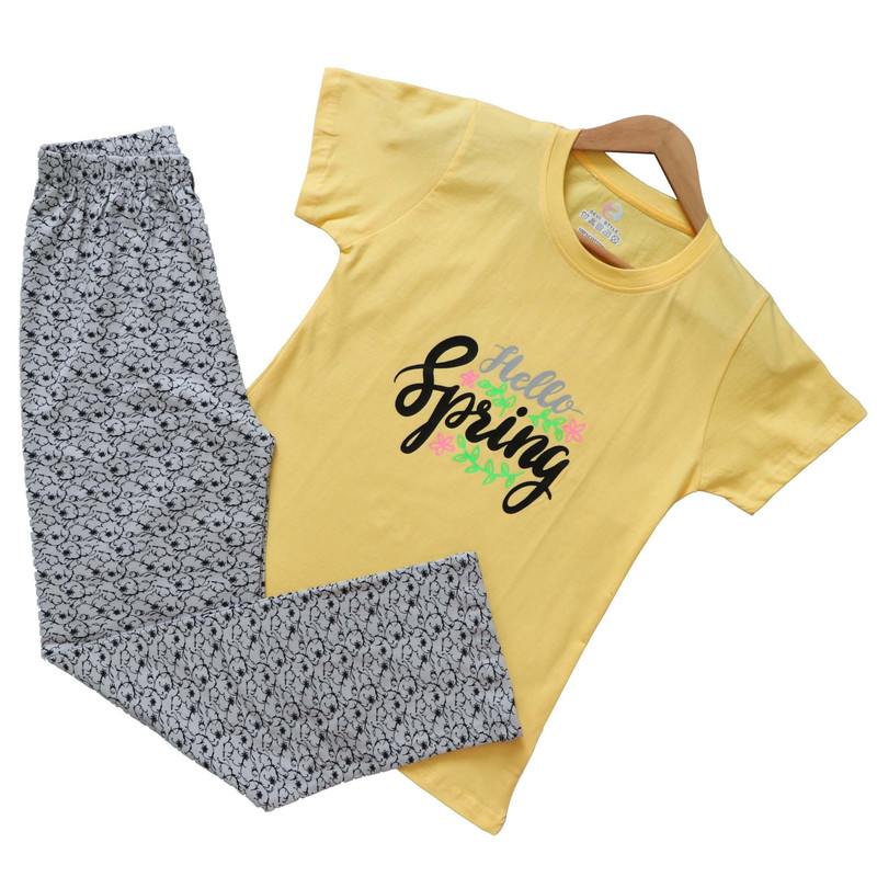 ست تی شرت آستین کوتاه و شلوار زنانه مدل 6051