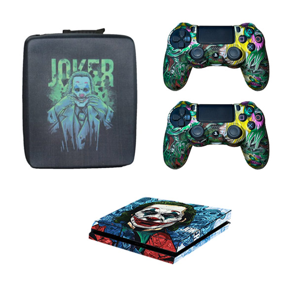 کیف حمل کنسول بازی پلی استیشن ۴ مدل Joker به همراه برچسب کنسول بازی و محافظ دسته