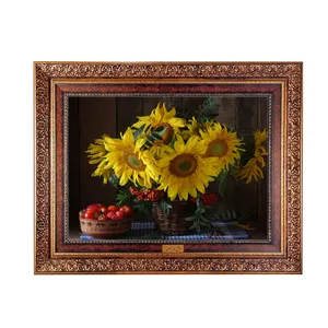 تابلو فرش ماشینی نقش نگار رضوی طرح گل آفتابگردان کد 5497C