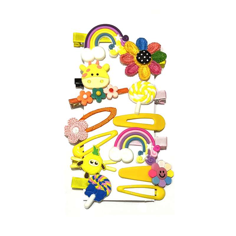 ست گیره و سنجاق مو دخترانه مدل 012 مجموعه 14 عددی