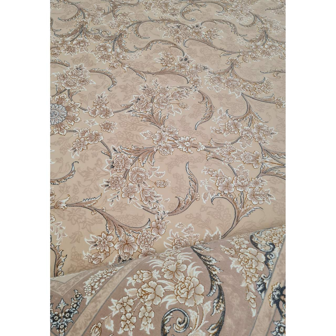 فرش ماشيني افرند كد 55023 زمينه كرم