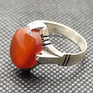 انگشتر نقره مردانه مدل عقیق خراسانی کد 366