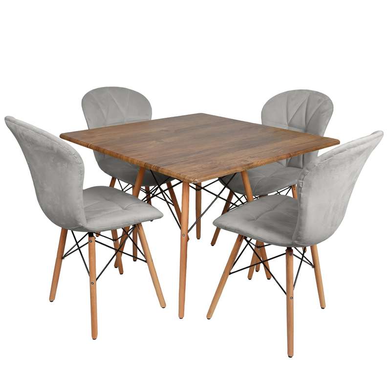 میز و صندلی ناهارخوری چهار نفره مدل ماهلین لمسه ای پایه ایفلی MCH میز و صندلی ناهارخوری چهار نفره مدل ماهلین لمسه ای پایه ایفلی MCH