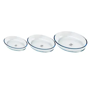 ست 3 پارچه ظروف پخت والری مدل Borosilicate Oval
