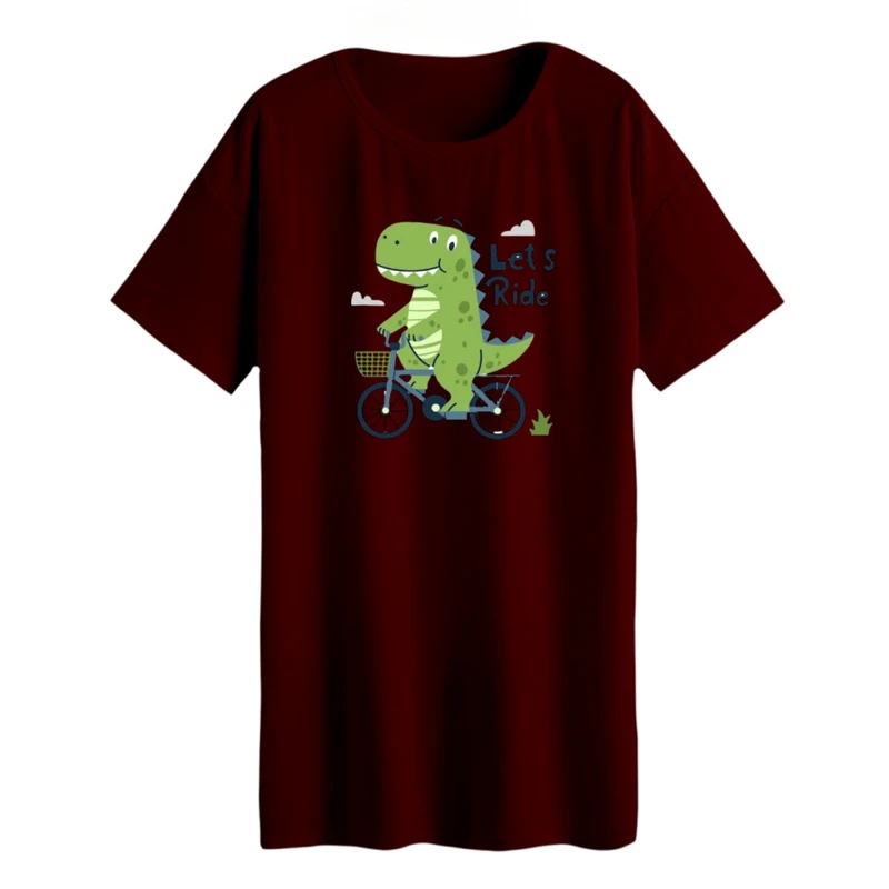 تی شرت لانگ زنانه مدل تمساح دوچرخه سوار