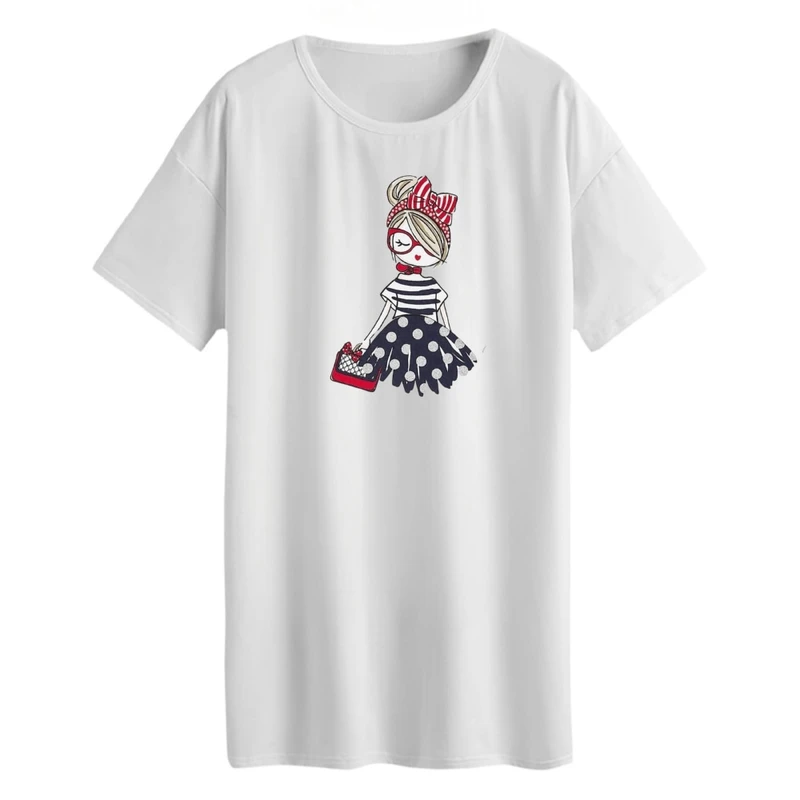 تی شرت لانگ زنانه مدل دخترک کد 3