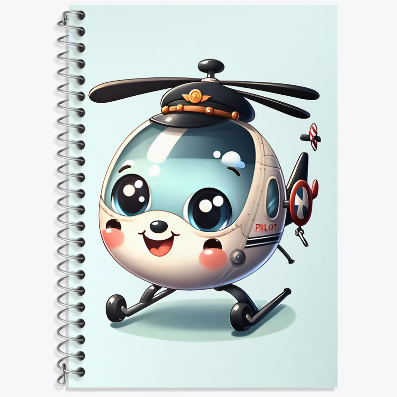 دفتر زبان 50 برگ خندالو مدل دو خط طرح هواپیمای کیوت کد N5896