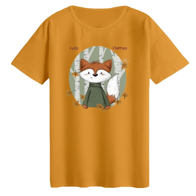 تی‌شرت لانگ آستین کوتاه زنانه مدل روباه خوش تیپ