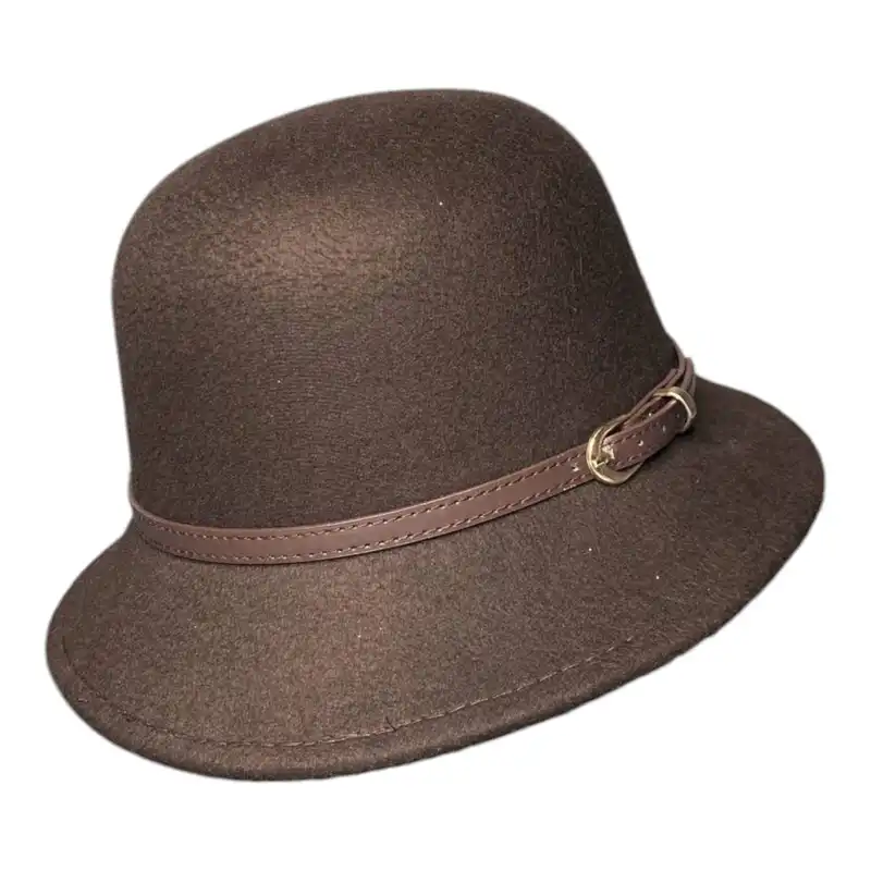 کلاه زنانه مدل شهرزادی لبه کوتاه کمربند چرمی 02
