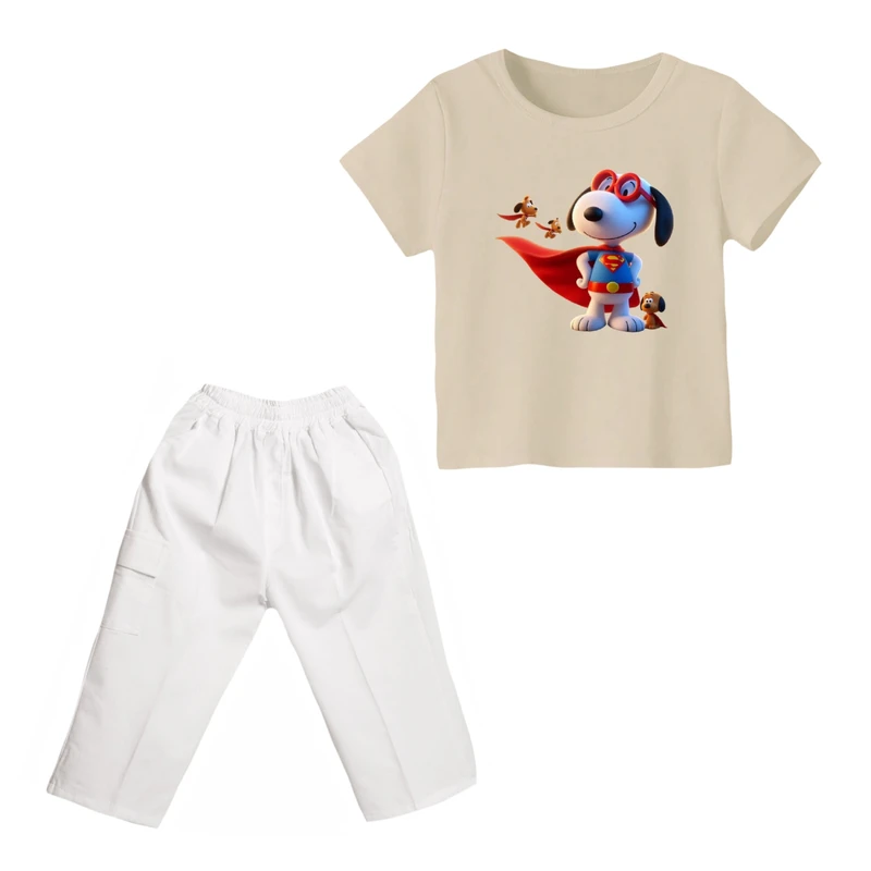 ست تی شرت و شلوارک پسرانه مدل اسنوپی کد ۶۰