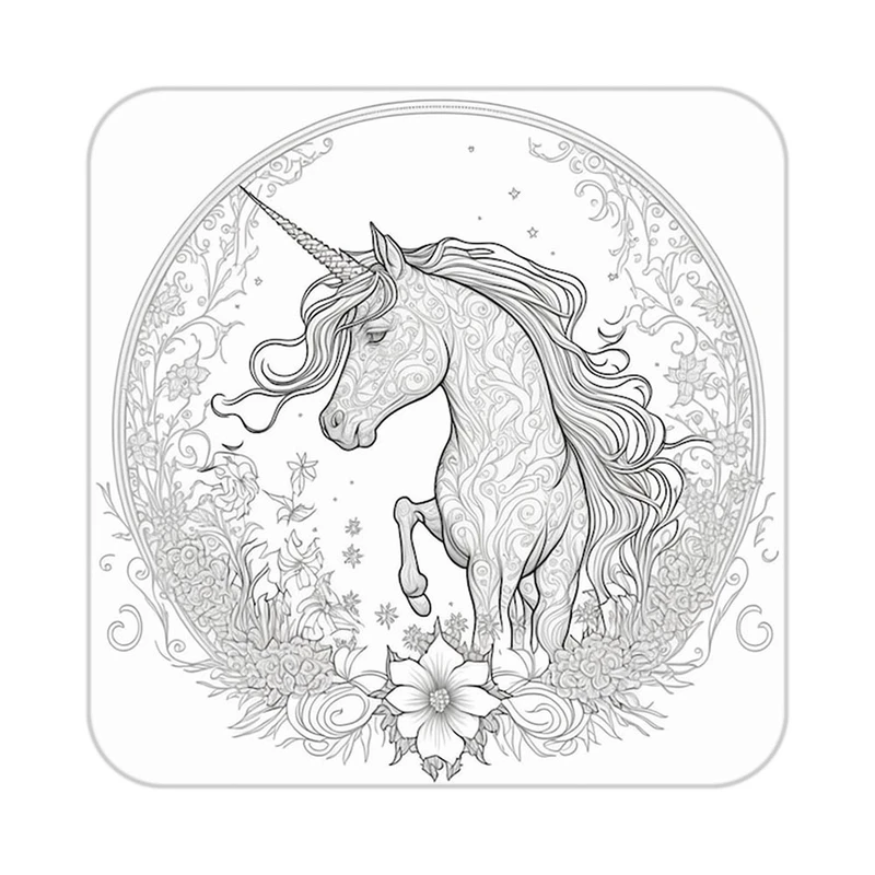 زیر لیوانی کاکتی طرح اسب تک شاخ و یونیکورن مدل mp30333