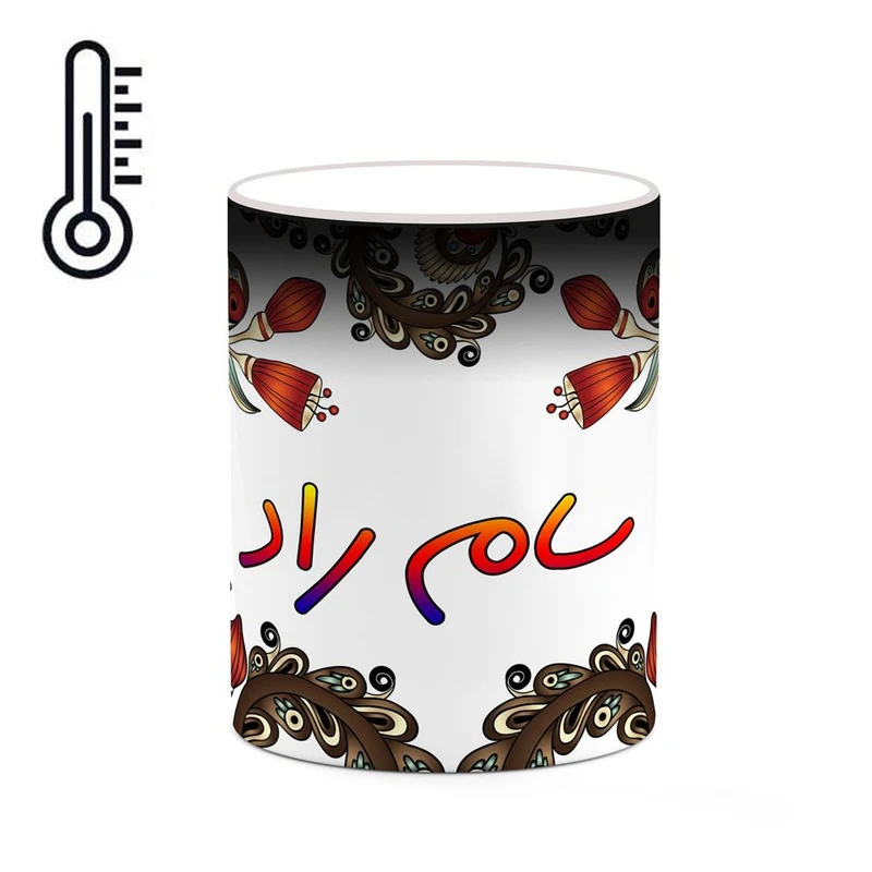 ماگ حرارتی کاکتی مدل اسم سام_راد طرح سنتی گل و بته کد mgh45509