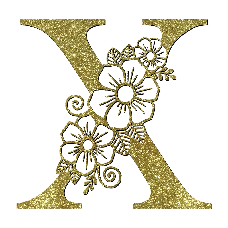 استیکر مدل چوبی طرح حروف لاتین گل دار کد HGOL-T-X