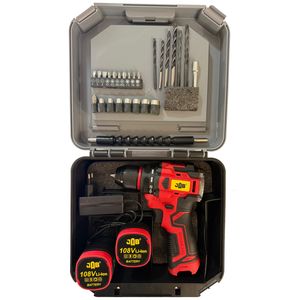 پیچ گوشتی شارژی سه نظام فلزی ۱۰ میلیمتری 108 ولت جاب مدل JB-108 Eco Plus مجموعه 40 عددی