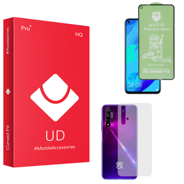 محافظ صفحه نمایش سرامیکی یو دی مدل HQ مناسب برای گوشی موبایل هوآوی Nova 5t به همراه محافظ پشت گوشی