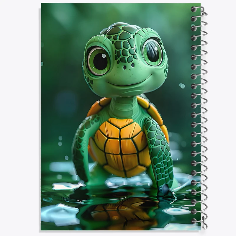 دفتر ژورنال نویسی 50 برگ خندالو مدل نقطه ای طرح لاکپشت کیوت کد F6248