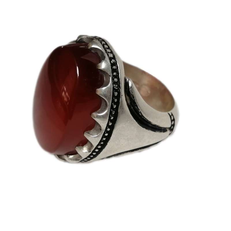 انگشتر نقره مردانه مدل عقیق سرخ آبدار کد 3301