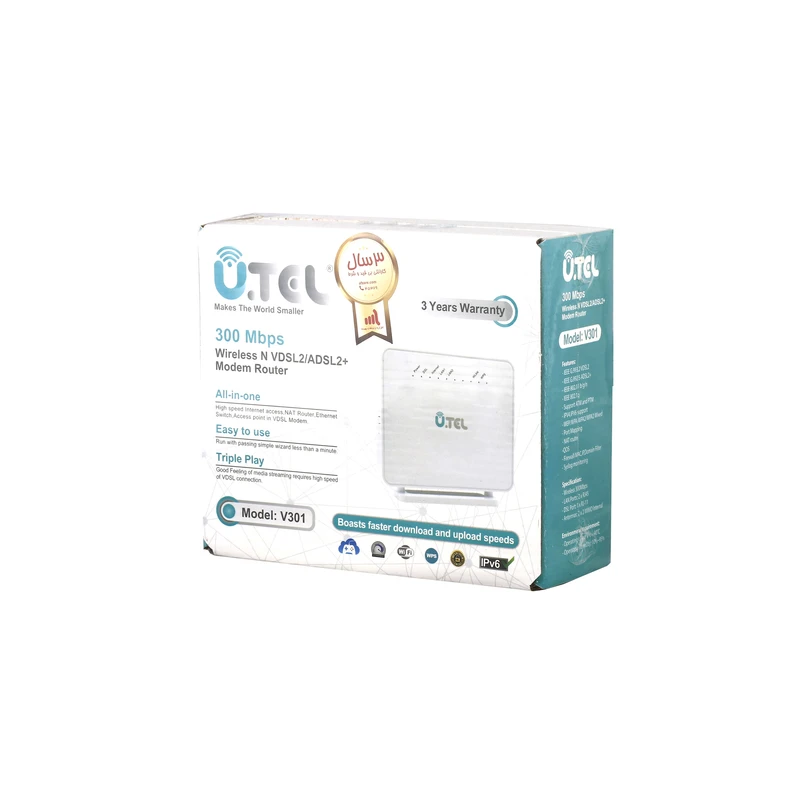 عکس شماره 3 : مودم روتر یوتل vdsl-adsl plus بی سیم مدل v301