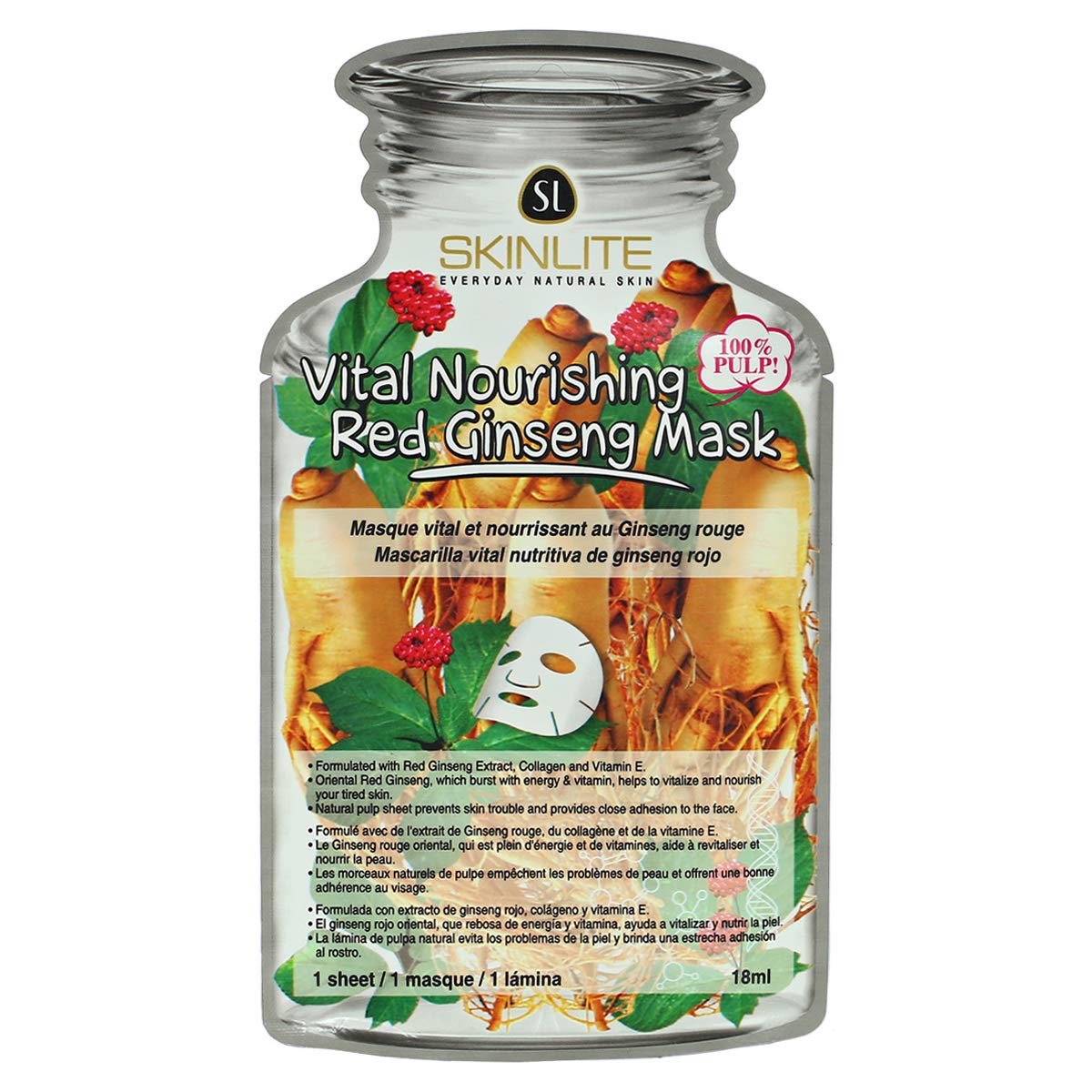 ماسک ورقه ای اسکین لایت مدل Red Ginseng حجم 18 گرم