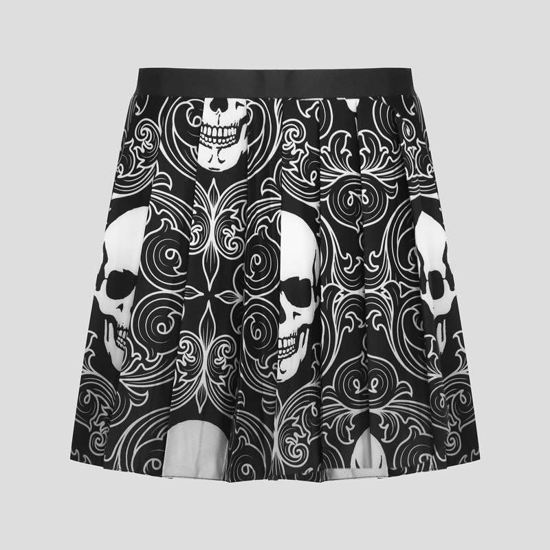 دامن زنانه مدل Skulls-BW 