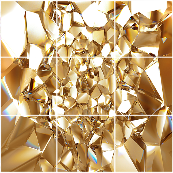 تایل سقفی طرح الماس طلائی کد 3D2151-9 سایز 60x60 سانتی متر مجموعه 9 عددی