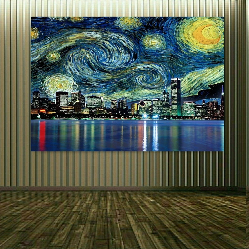 تابلو شاسی طرح مخمل مدل ونگوگ کد FP103683