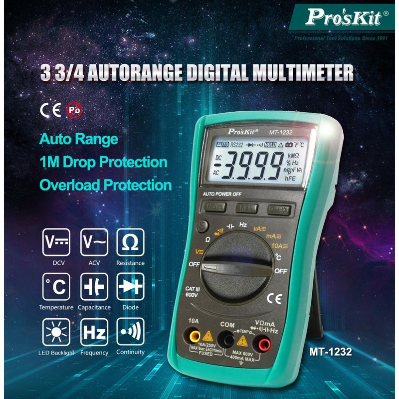 مولتی متر دیجیتال پروسکیت مدل MT-1232