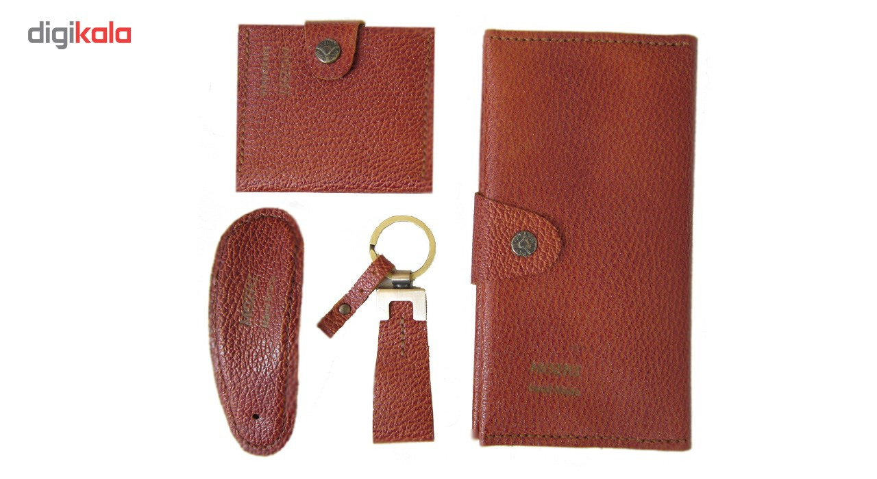 ست هدیه چرم  طبیعی دستدوز مژی مدل  KT