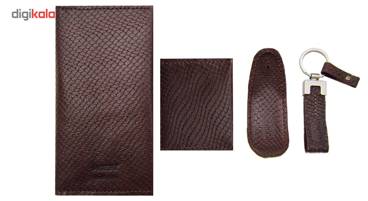 ست هدیه چرم  طبیعی دستدوز مژی مدل  KT