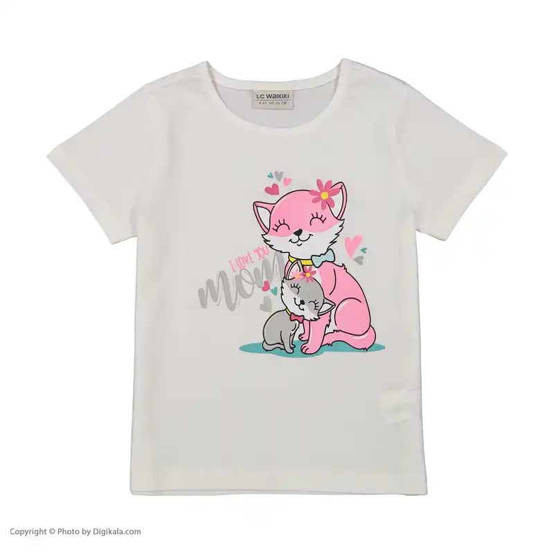 تی شرت آستین کوتاه دخترانه ال سی وایکیکی مدل S256137Z4-E5X-OPTICWHITE