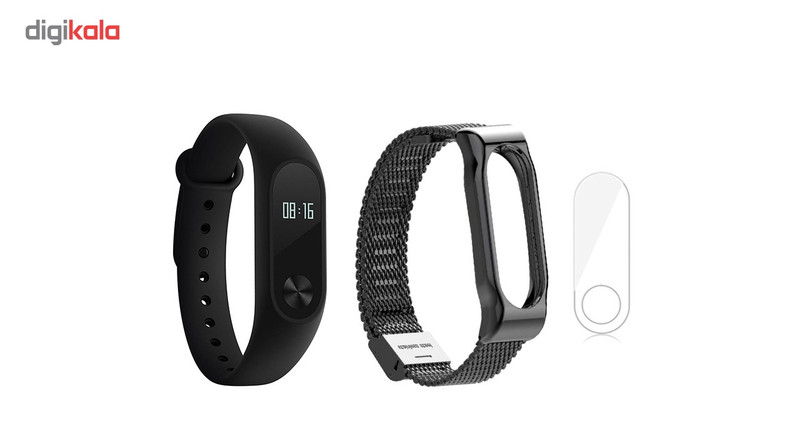 مچ بند هوشمند شیائومی مدل Mi Band 2 به همراه بند فلزی Metal و گلس کد 02