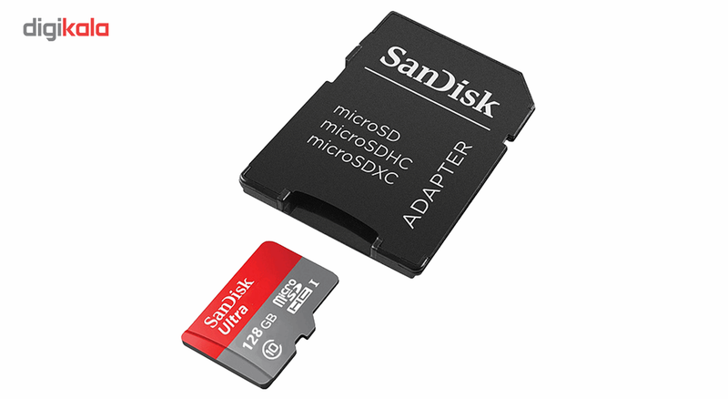 کارت حافظه MicroSDHC سن دیسک مدل Ultraکلاس 10 استاندارد UHS-I U1 سرعت 80MBps 533X همراه با آداپتور SD ظرفیت 128 گیگابایت