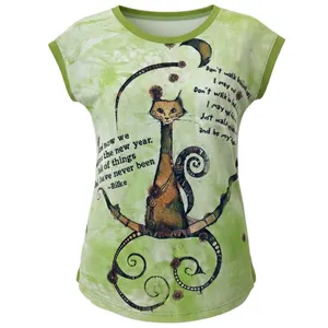 تی‌شرت آستین کوتاه راحتی زنانه طرح گربه