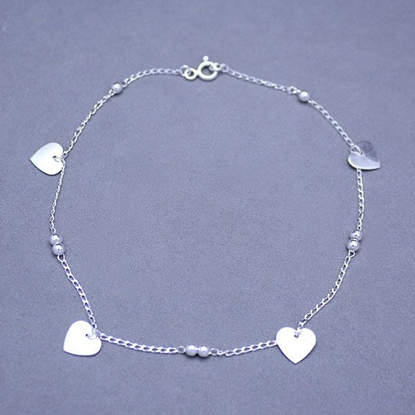 پابند نقره زنانه مدل گوی قلب 2