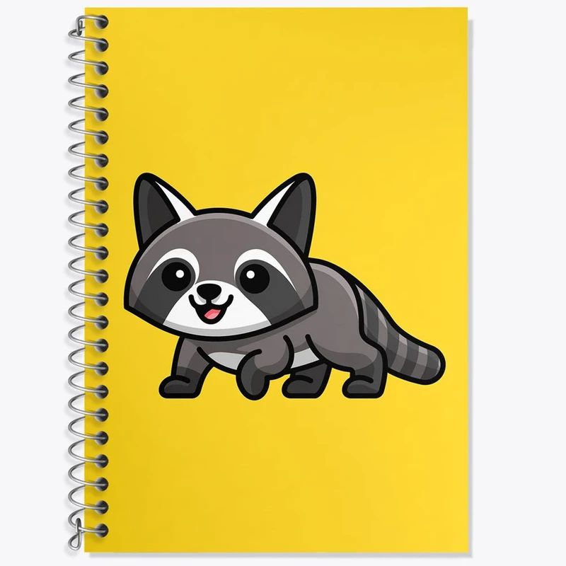 دفتر زبان 50 برگ خندالو مدل سه خط طرح حیوانات بامزه راکون کد 28200