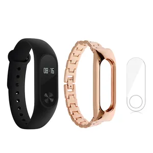 مچ بند هوشمند شیائومی مدل Mi Band 2 به همراه بند فلزی Metal و  گلس کد 01