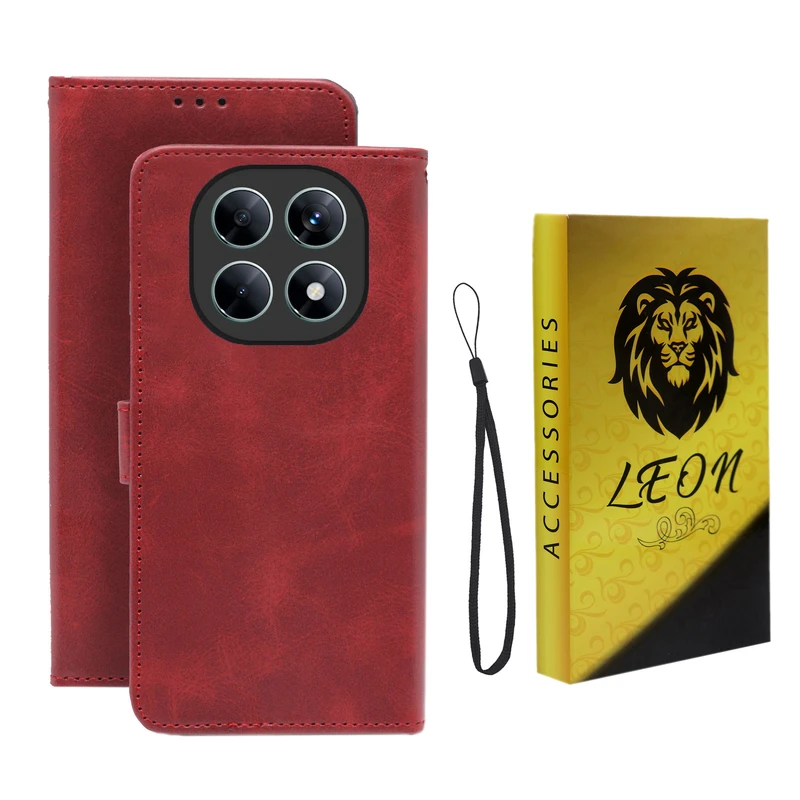 کیف کلاسوری لئون مدل Scusa Oro مناسب برای گوشی موبایل شیائومی Redmi Note 15 4G به همراه بند آویز