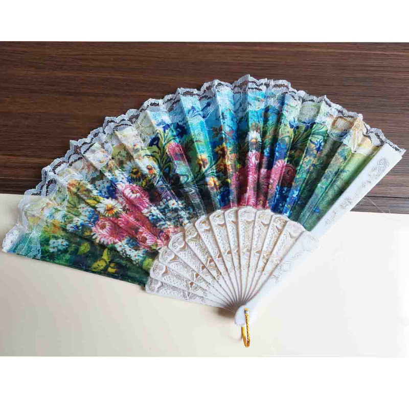 بادبزن دستی طرح گل کد BB7