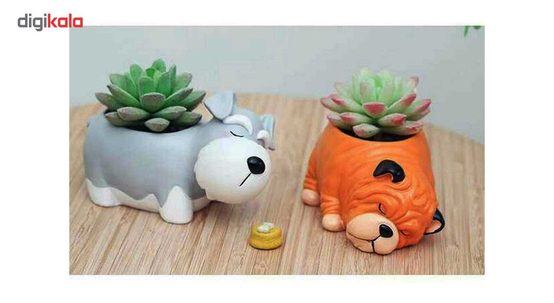 گلدان دکوگل طرح سگ طوسی کد DG057