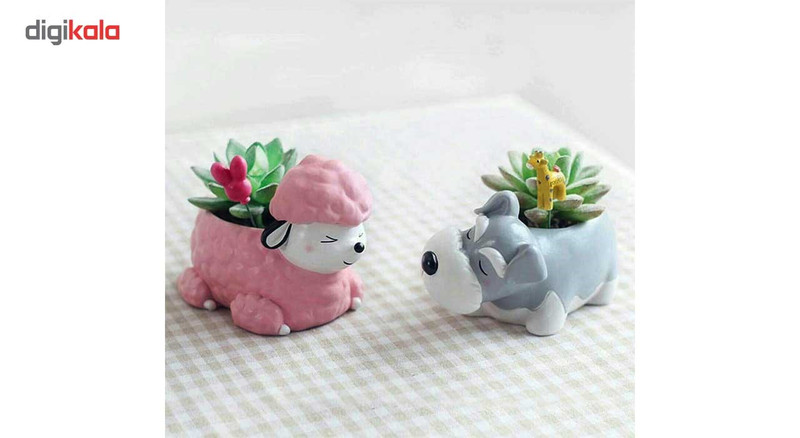 گلدان دکوگل طرح سگ طوسی کد DG057